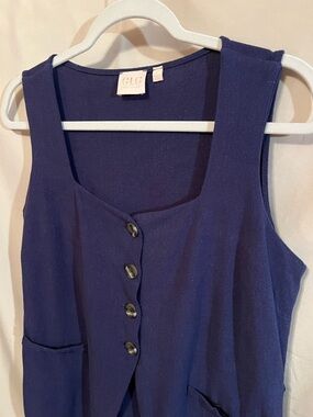 Good Luck Gem Navy Sleeveless Button Vest